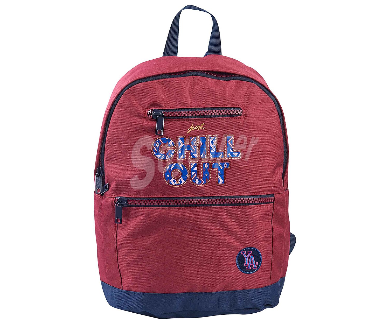 Mochila juvenil Chill Out color rojo con bolsillos frontales,