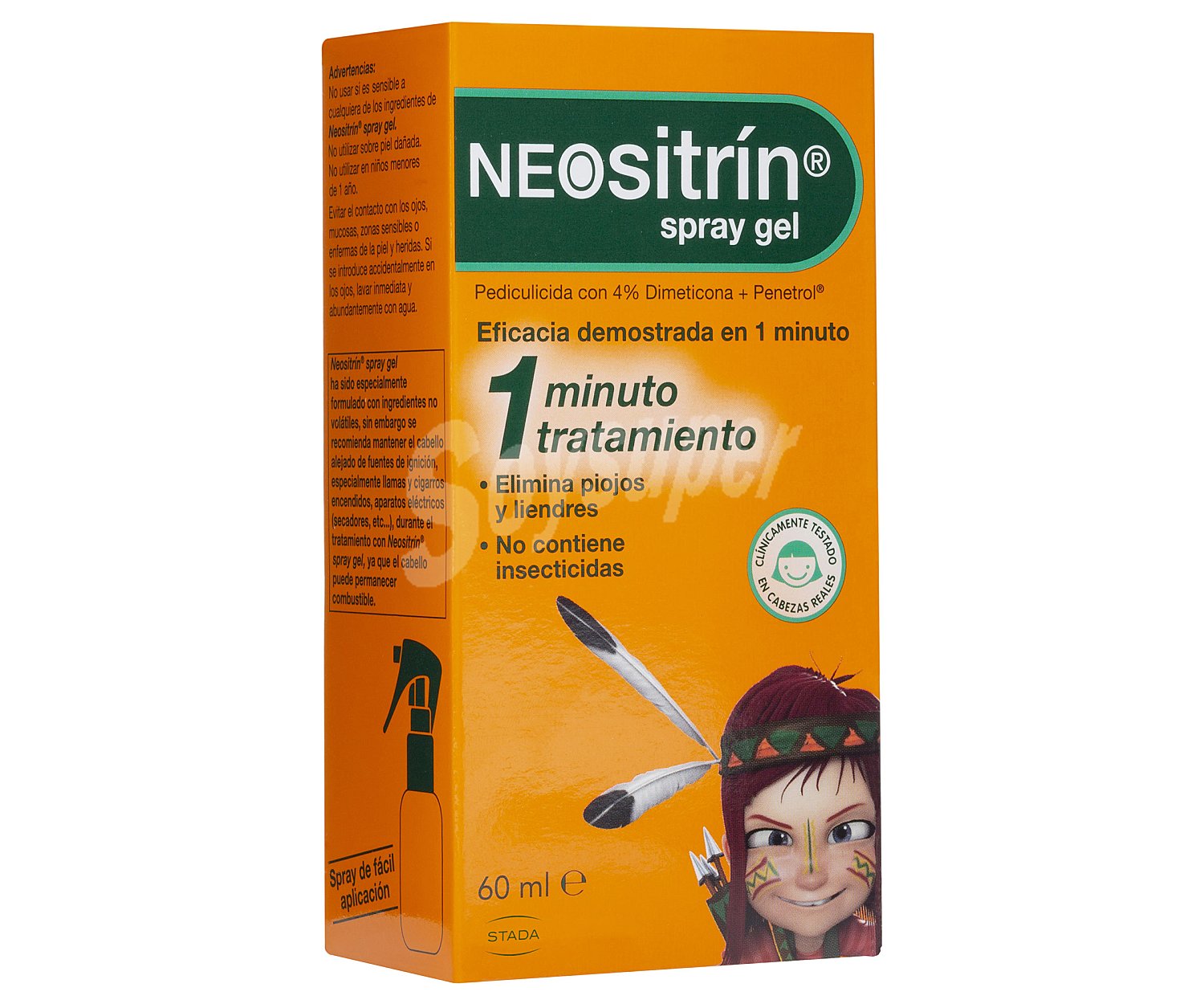 Spray de gel antipiojos y liendres, sin insecticias y de acción en tan sólo 1 minutos neositrïn 60ml.