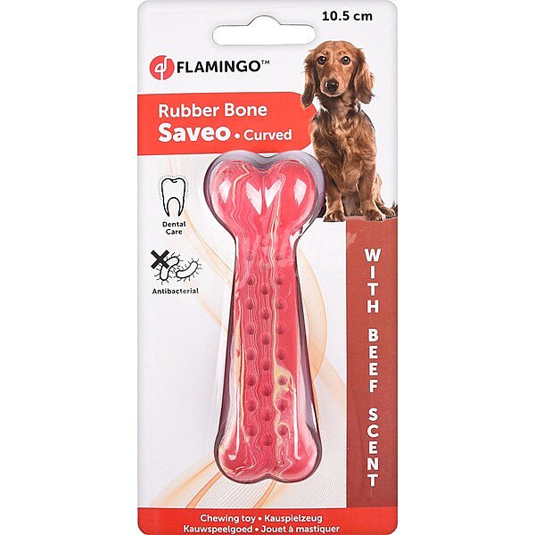 Juguete en forma de hueso para perros aroma a ternera 10,5 cm