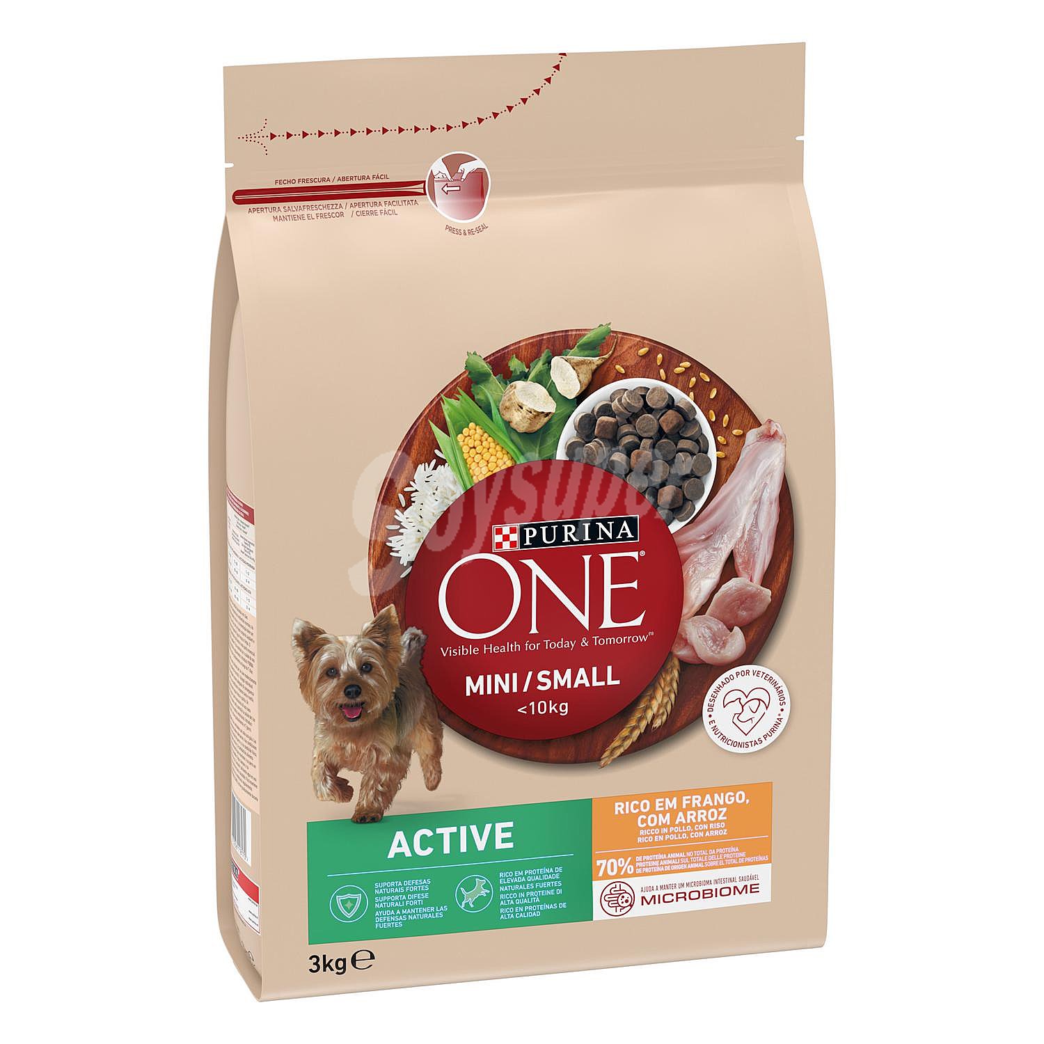 Pienso de pollo y arroz para perro adulto Mini Purina One Active