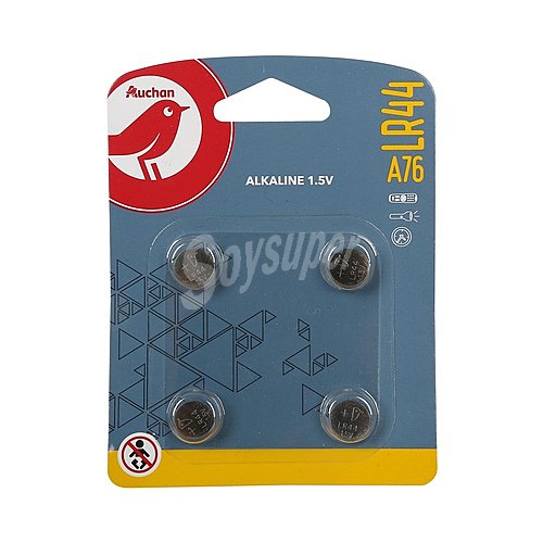 Pilas de botón alcalinas LR44, A76, 1,5V, producto alcampo