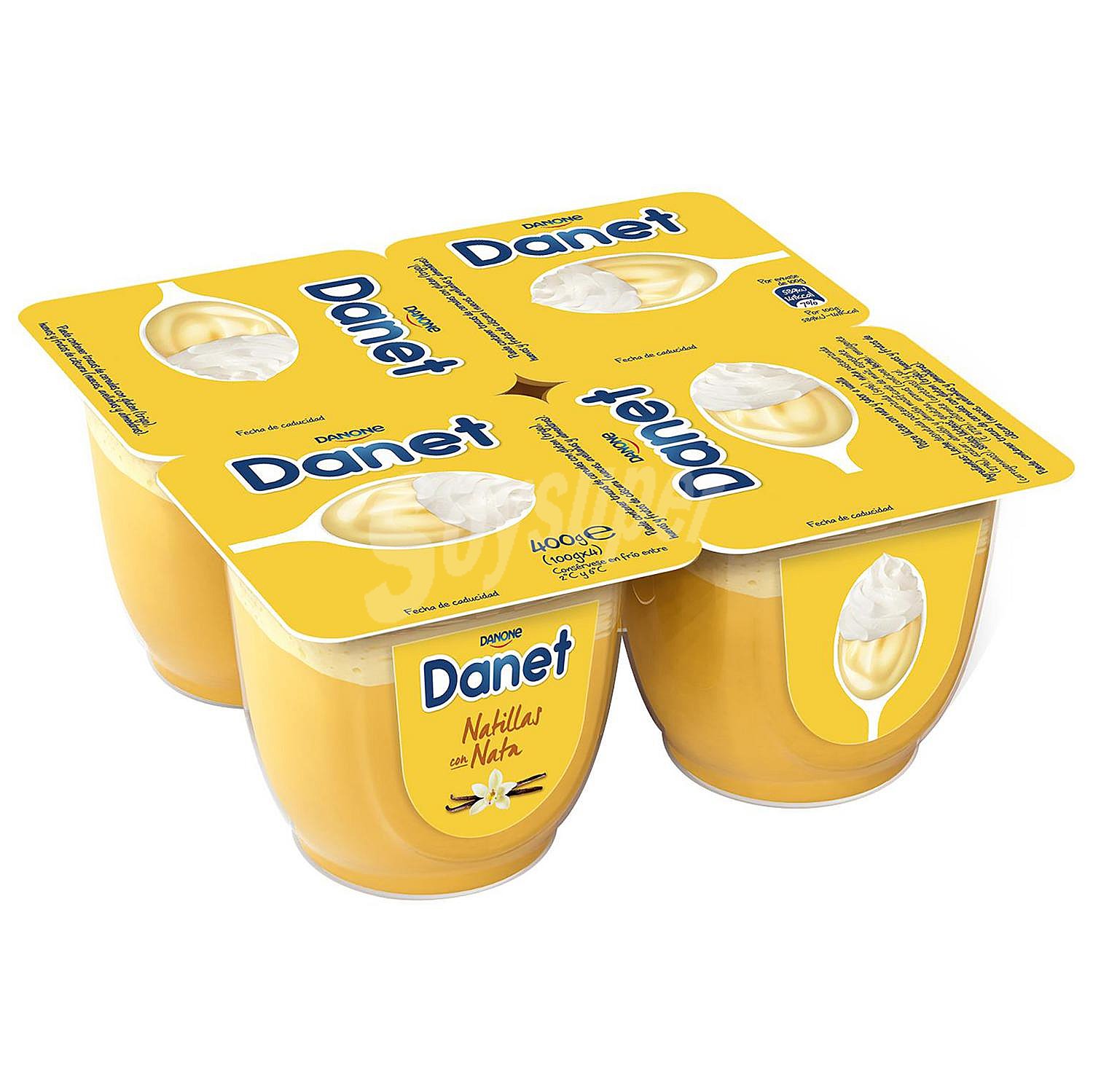 Natillas de vainilla con nata Danone Danet