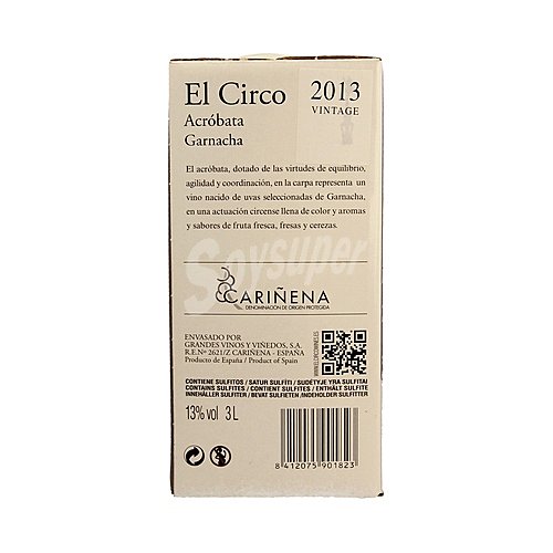 EL circo Vino tinto con D.O. Cariñena EL circo bag in box