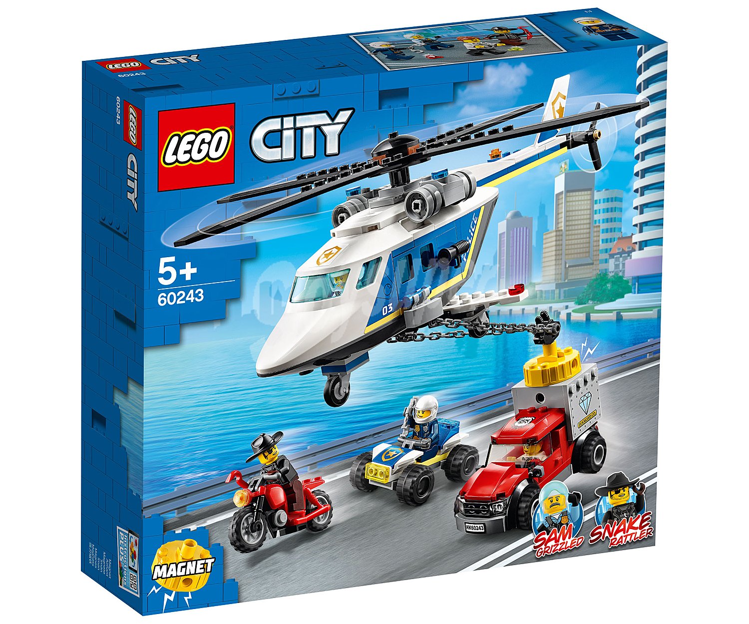 Juego de construcciones Policía: Persecución en Helicóptero con 212 piezas City 60243