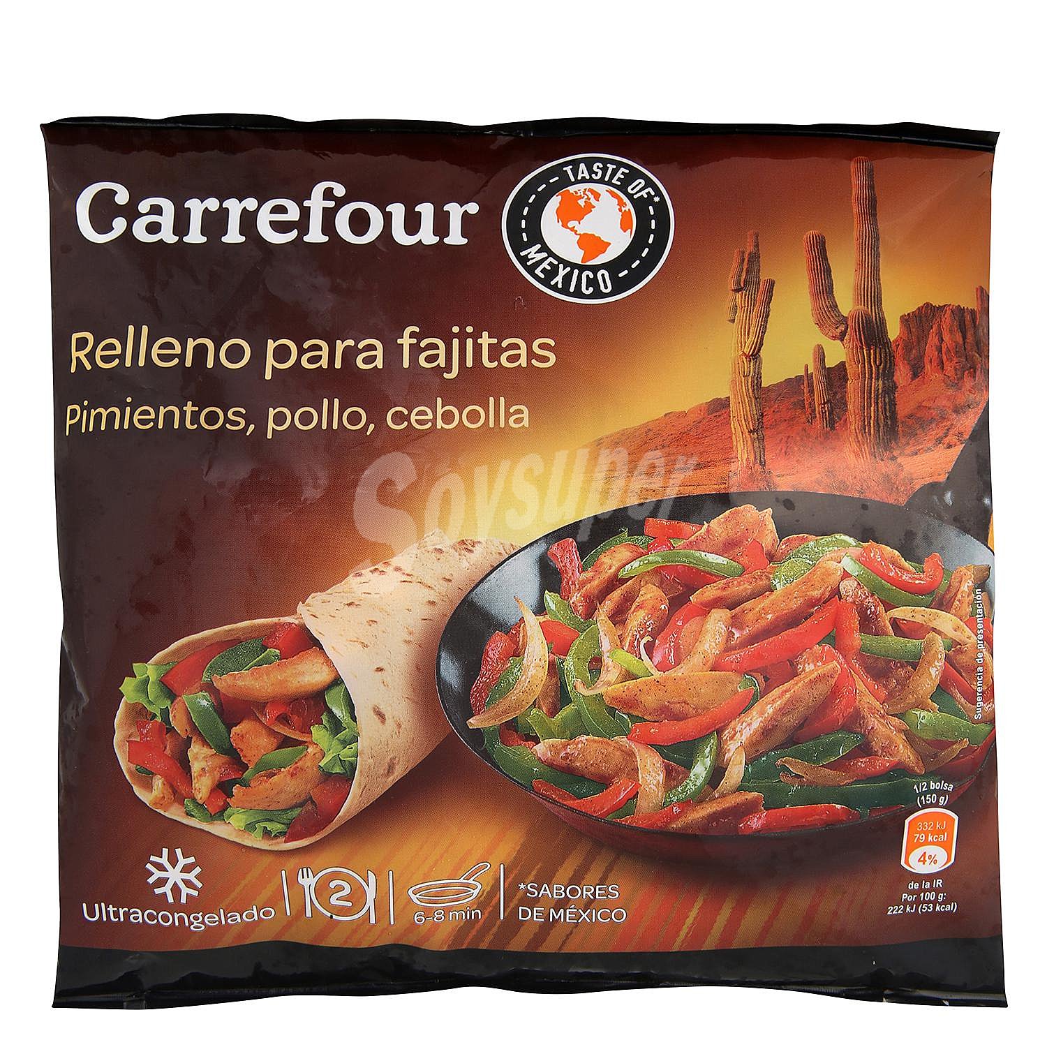 Relleno para fajitas de pimientos, pollo y cebolla Carrefour