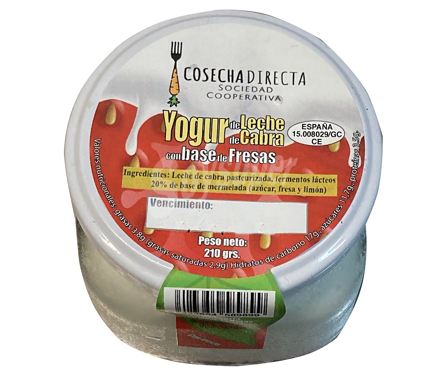 Cosecha directa Yogur de leche de cabra con base de fresas cosecha directa