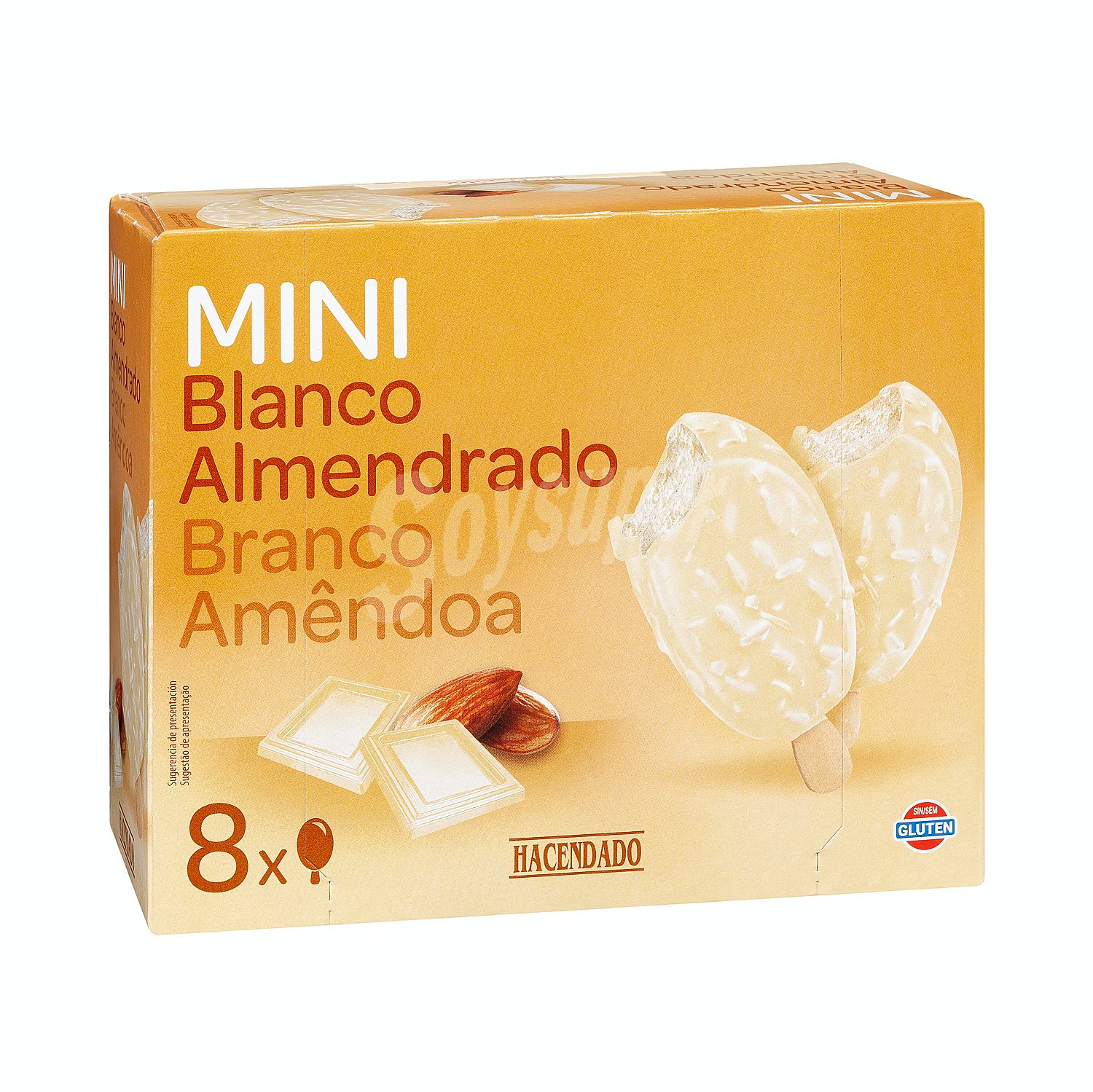 Helado palo bombón mini almendrado blanco