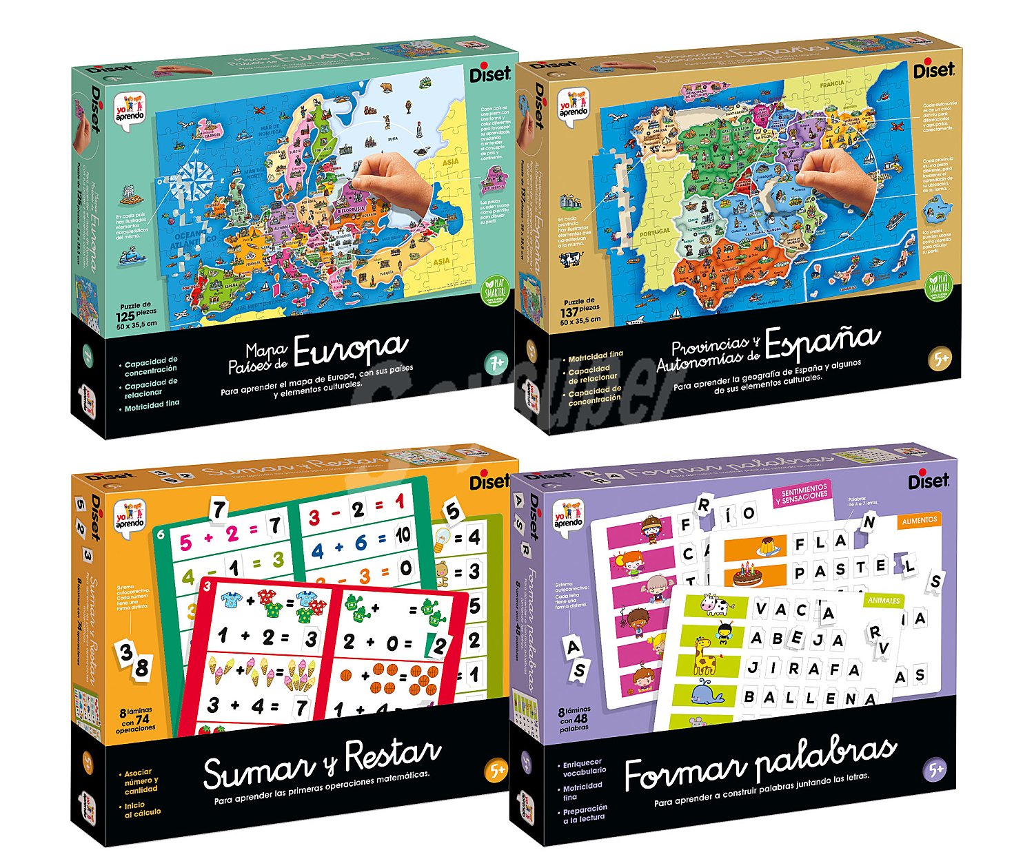 Juego educativo de láminas, varios modelos, diset.