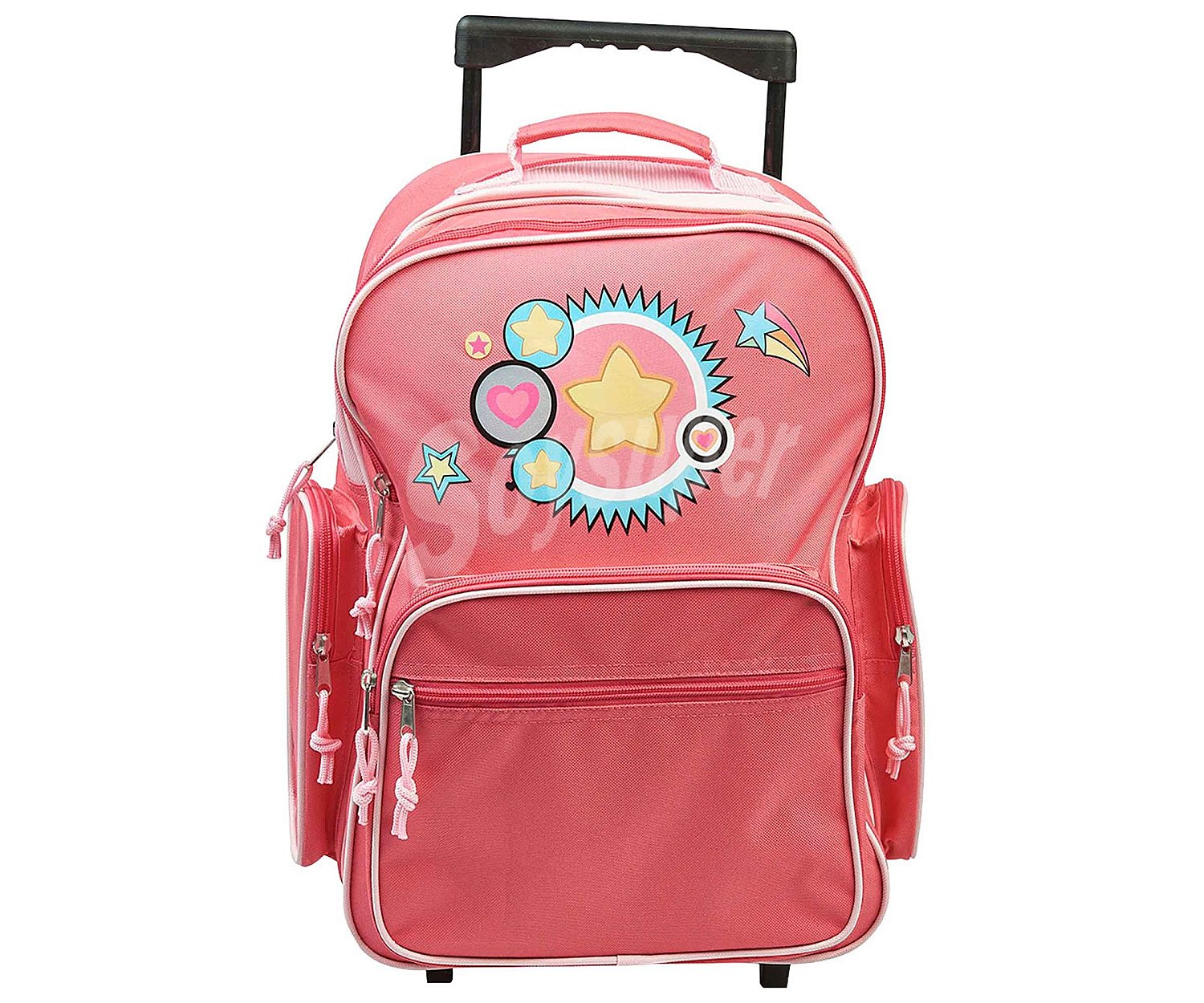 Mochila infantil tipo trolley con ruedas y 2 grandes compartimentos + bolsillo frontal,