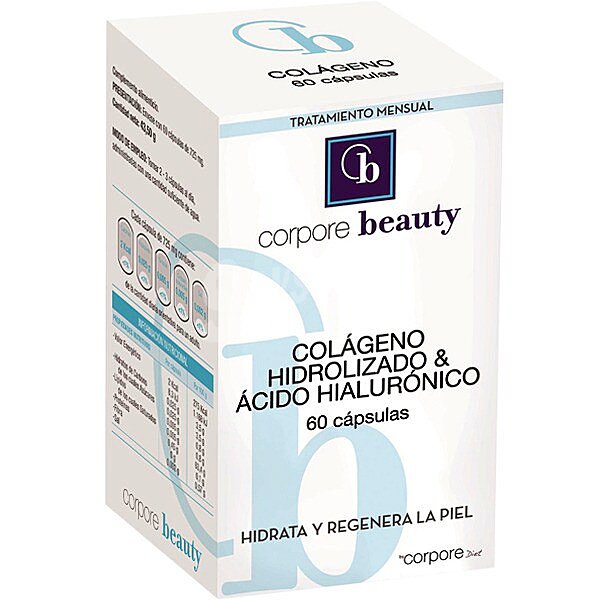 Colágeno hidrolizado y ácido hialurónico en cápsulas Corpore Beauty