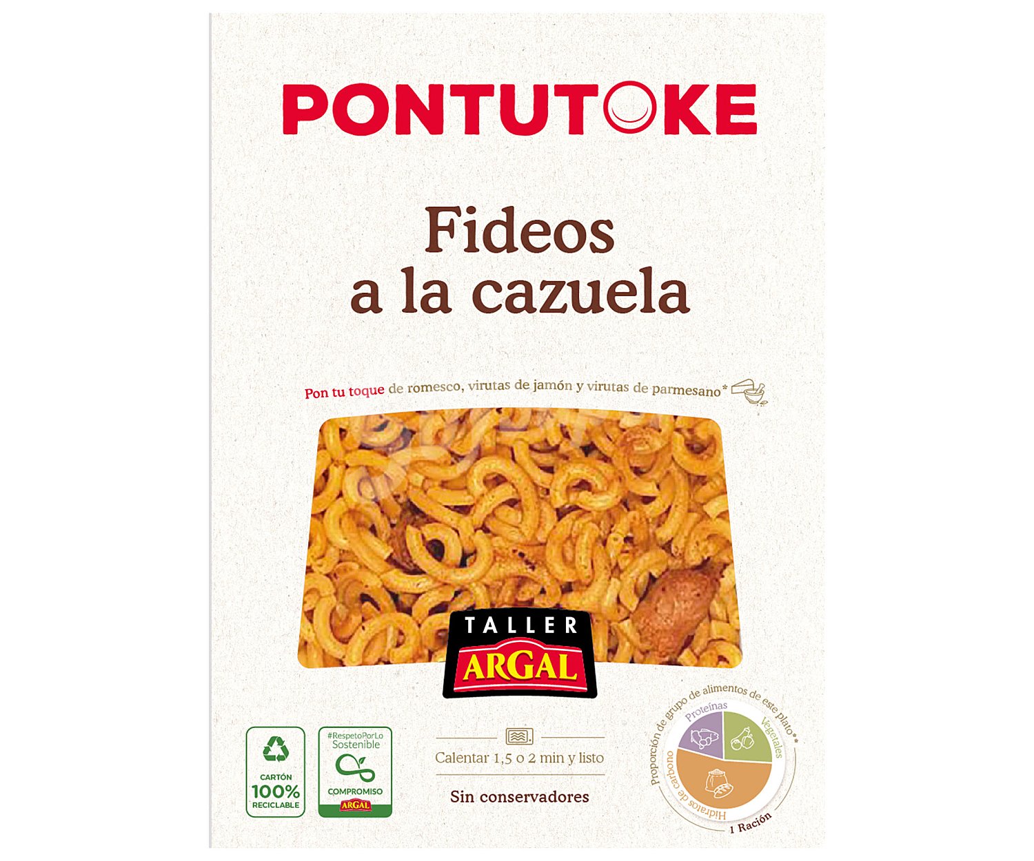 Fideos a la cazuela, listos para calentar y comer