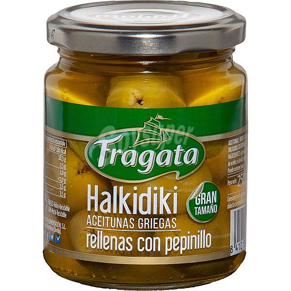 Halkidiki aceitunas griegas rellenas con pepinillo