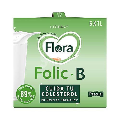 Flora Preparado lácteo desnatado, con ácido fólico y 6 vitaminas que cuida tu colesterol flora Folic B ligera