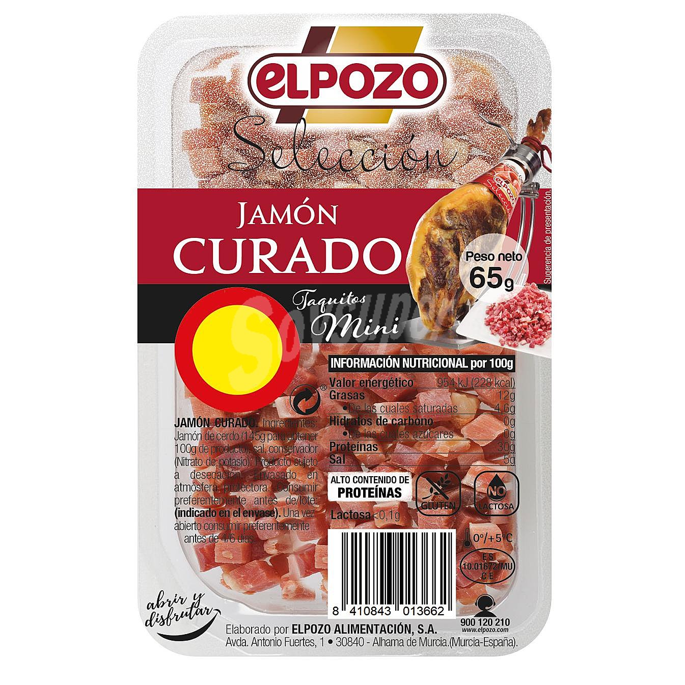 Jamón curado en taquitos mini sin gluten sin lactosa