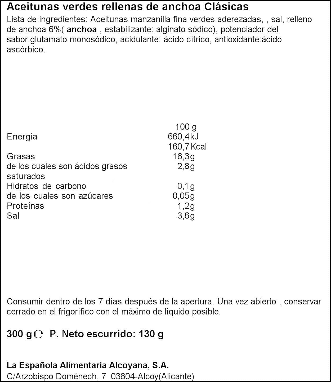 LA española Aceitunas verdes rellenas de anchoa LA española Clásicas