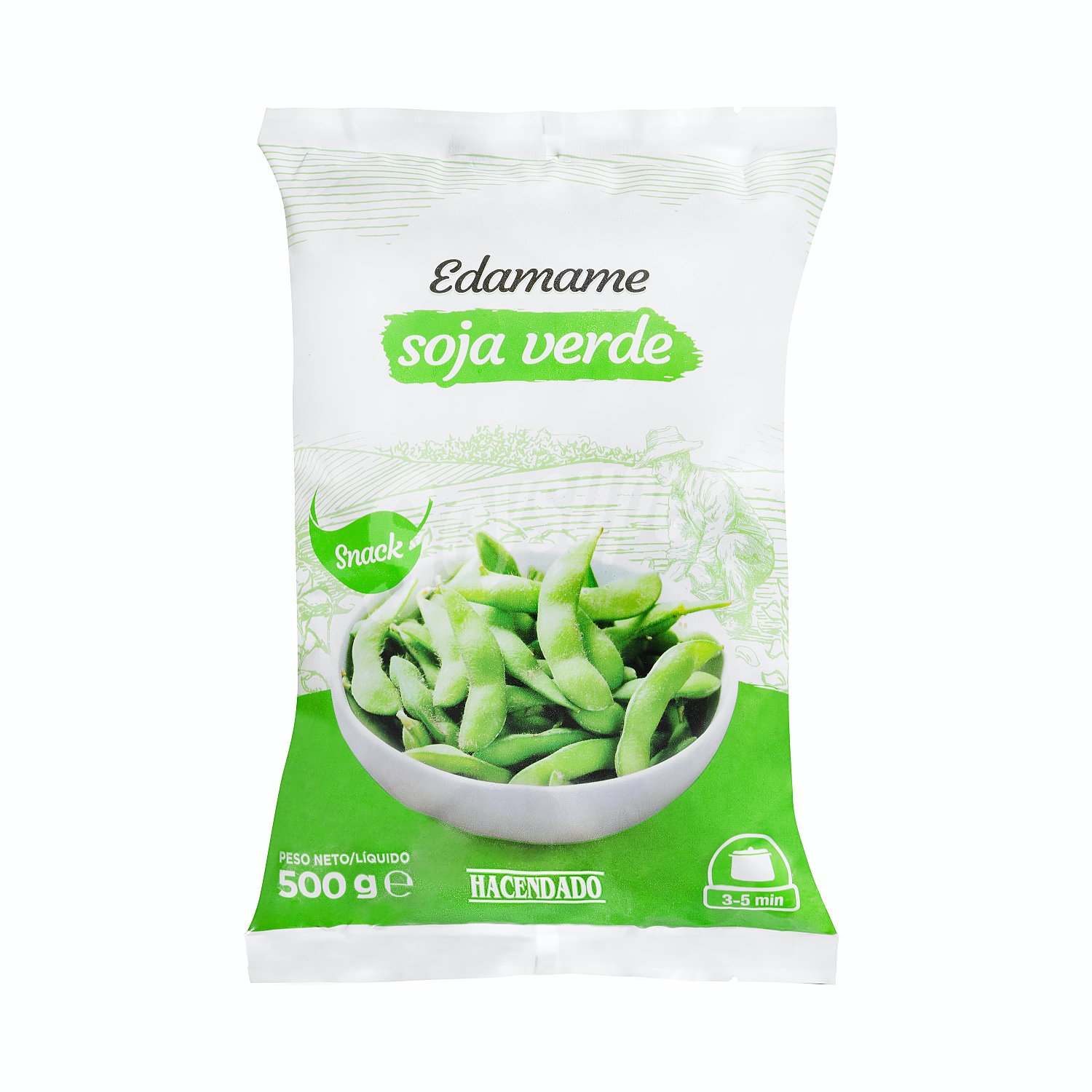 Edamame (vainas de soja verde) congelado