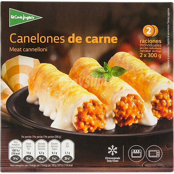 canelones de carne 2 raciones