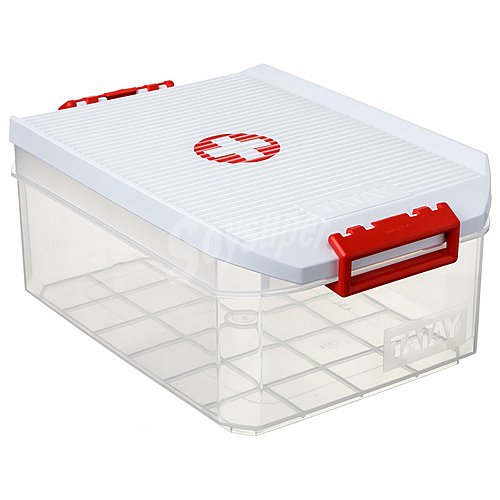 Caja botiquín con capacidad de , fabricada en plástico resistente blanco tatay