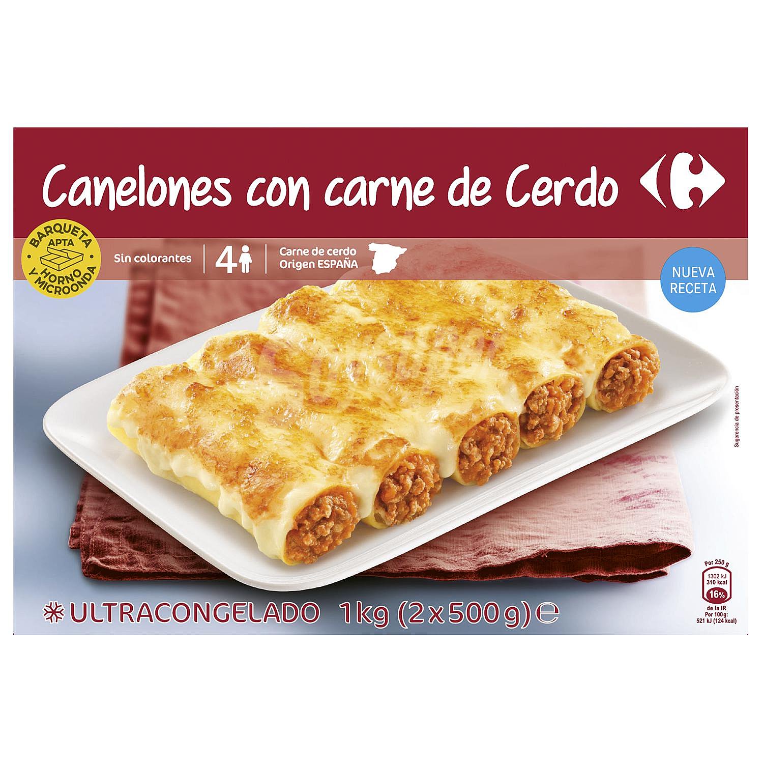 Canelones con carne de cerdo Carrefour