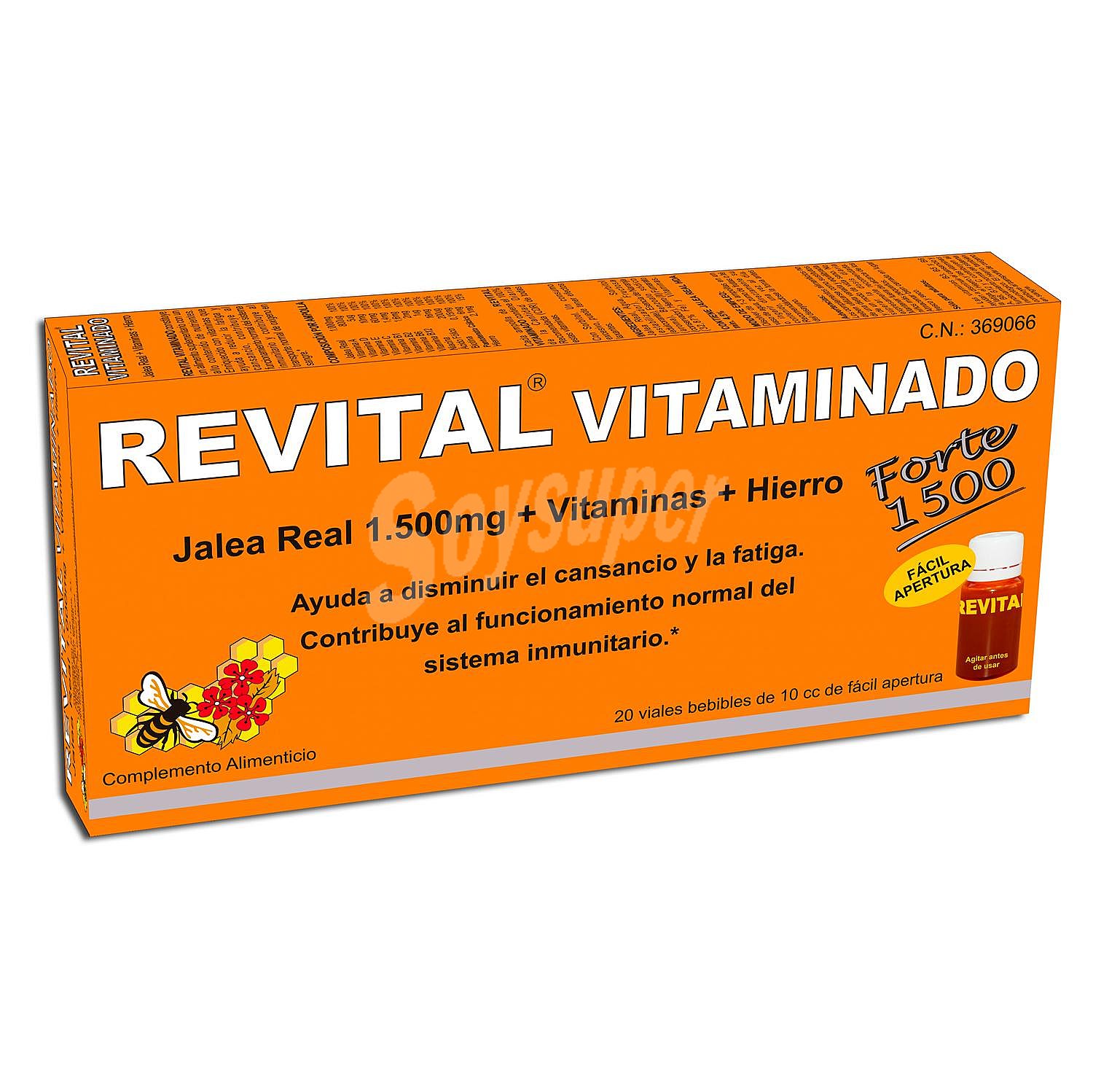 Vitaminado Forte 1500 ampollas bebibles con Jalea Real y Vitaminas caja 20 ampollas bebibles