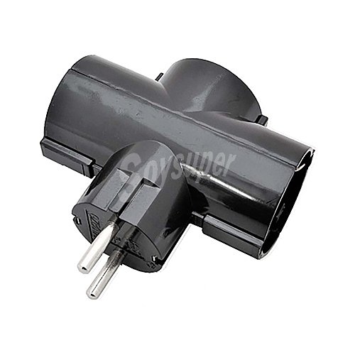 Adaptador triple schuko 16a. 3500w negro, eurobric