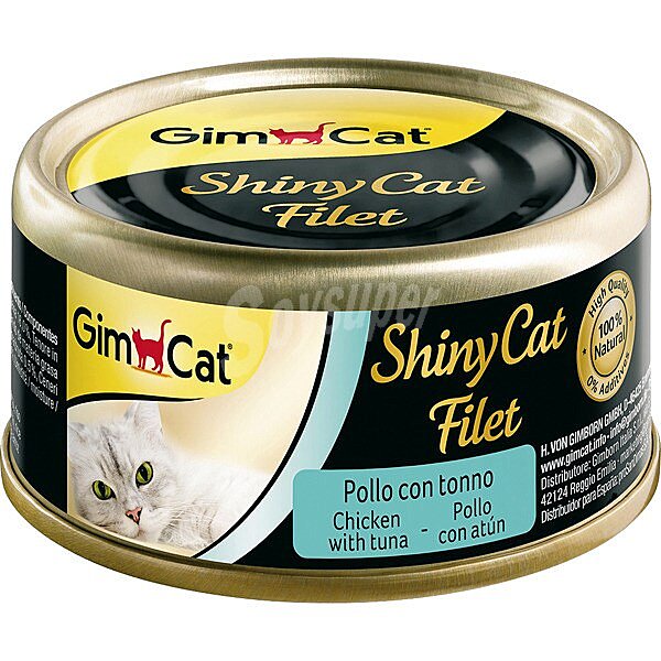 Shiny CAT filet comida húmeda para gatos filetes de pollo y atún