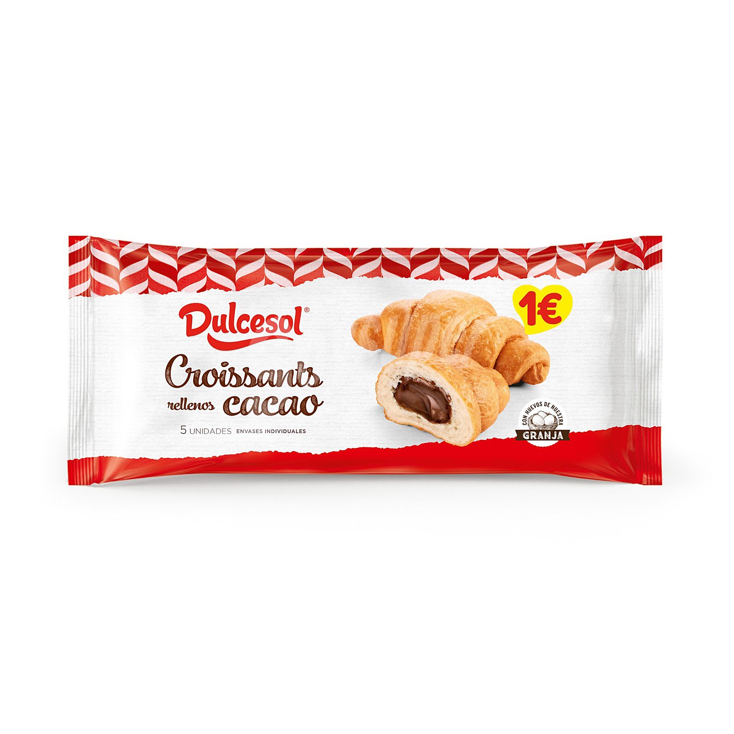 Croissants rellenos de cacao paquete 5 uds 225 gr