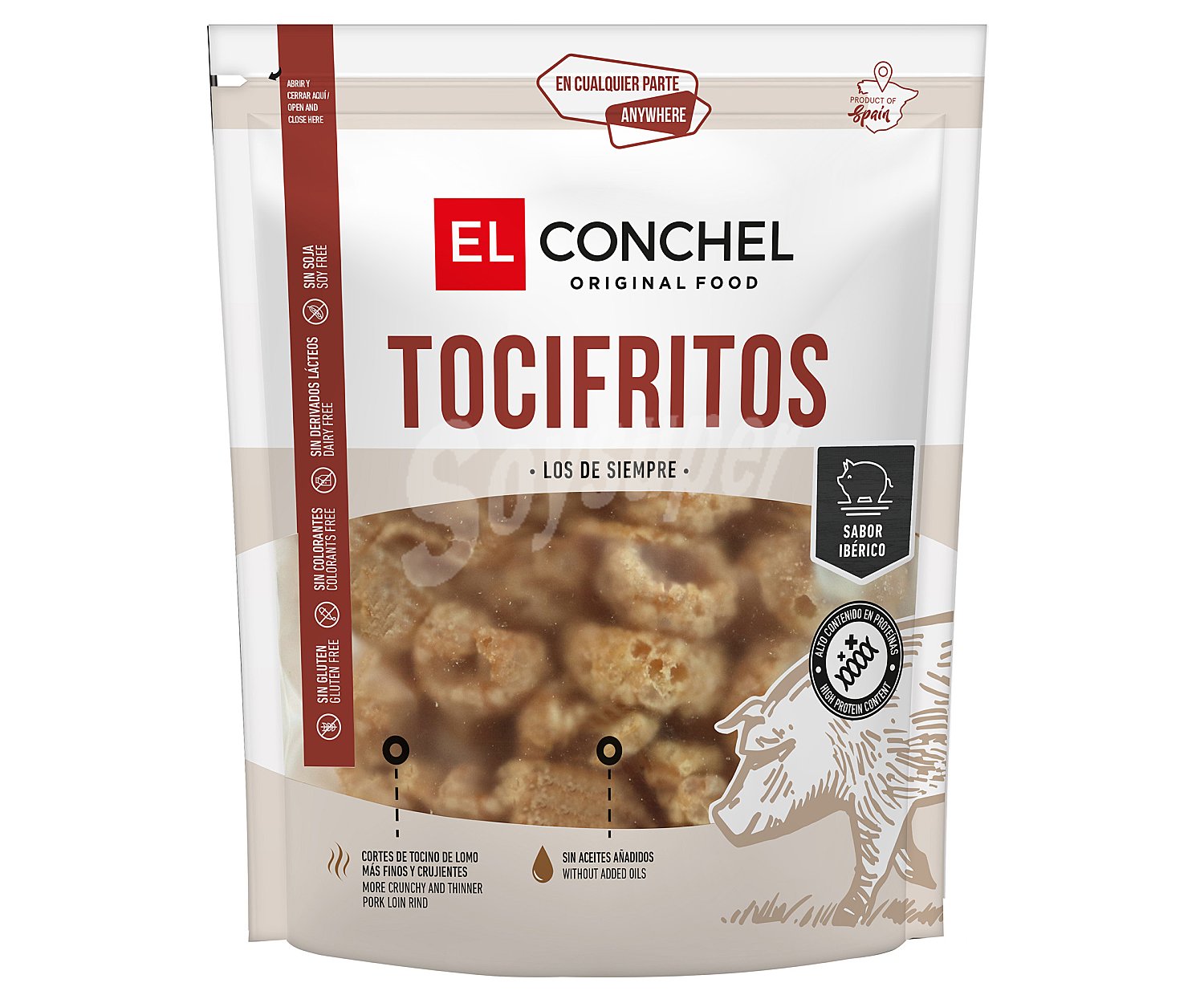 Tocifritos sabor ibérico, elaborados sin colorantes ni gluten ni soja