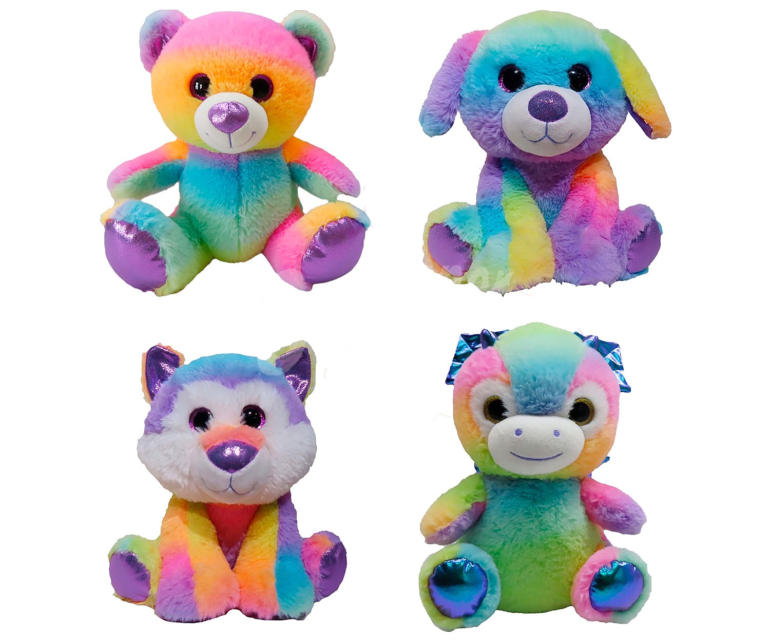 Animales arcoiris de peluche de 25cm, varios modelos