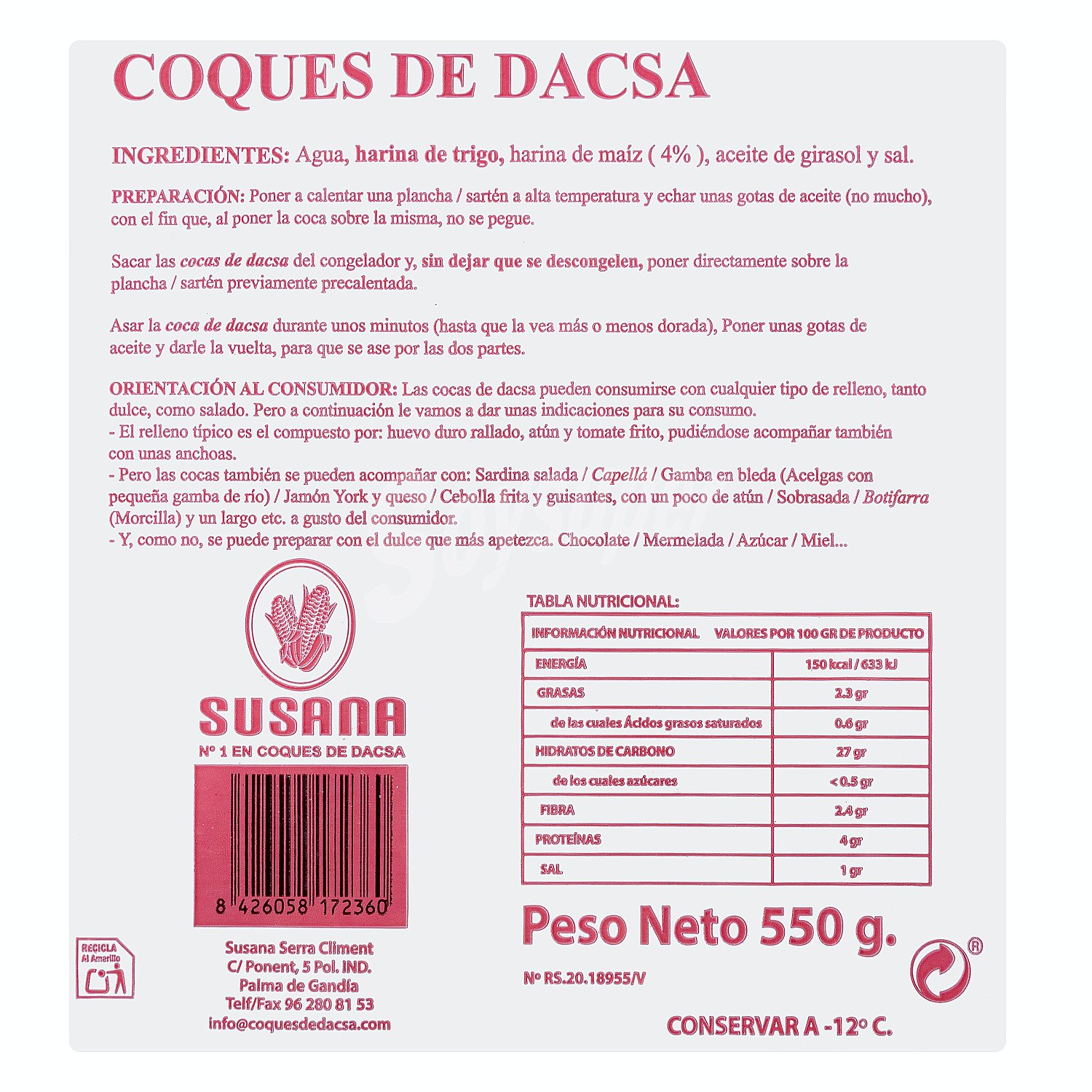 Coca dacsa congelada