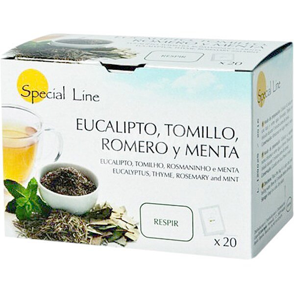 Infusión respiratoria de eucalipto tomillo romero y menta