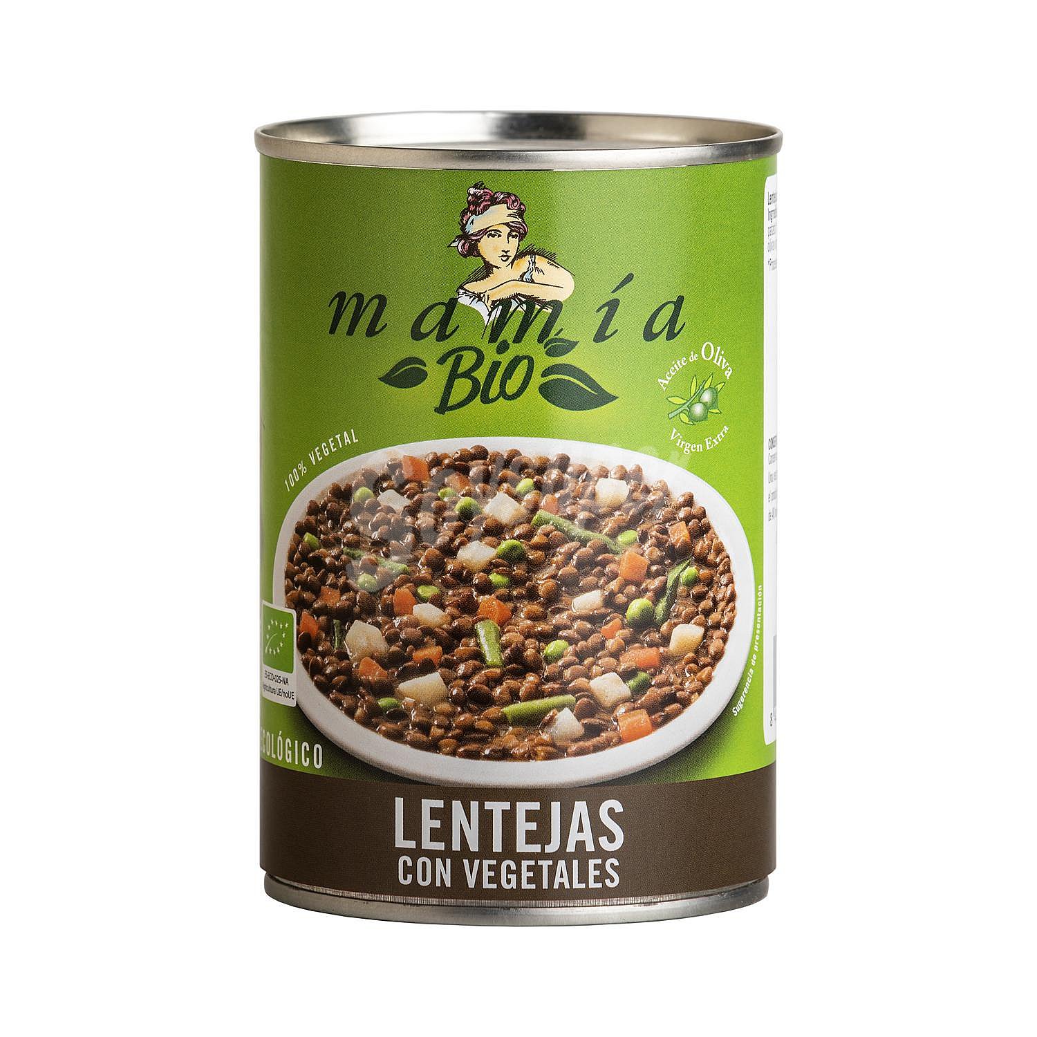 Lentejas con vegetales ecológicas Mamia Bio