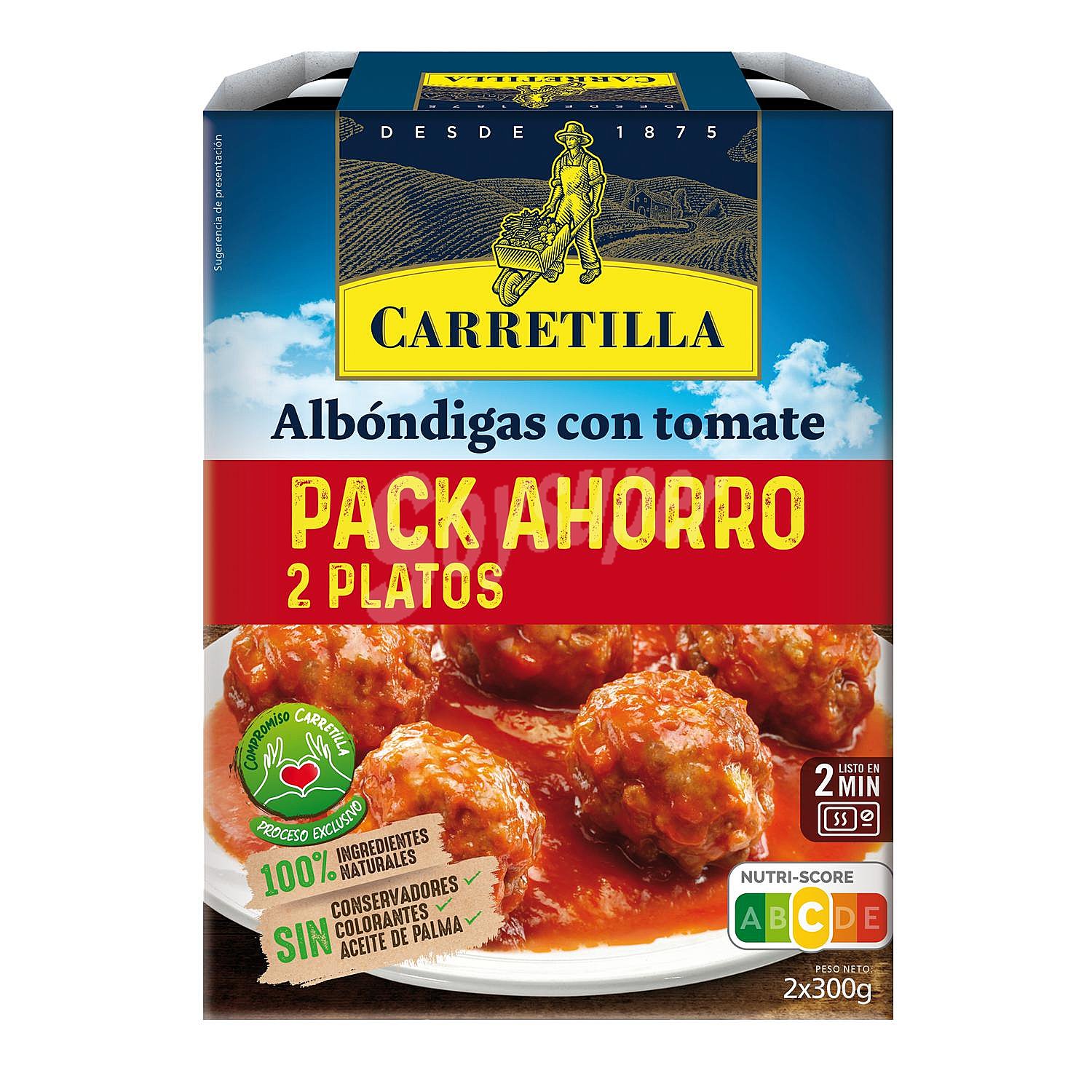 Albóndigas con salsa de tomate Carretilla sin aceite de palma