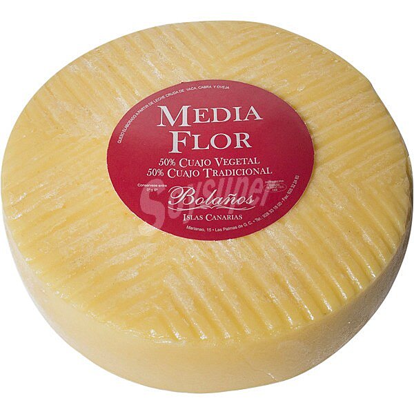 Queso media flor 50% cuajo vegetal 50% cuajo tradicional peso aproximado pieza 4 kg