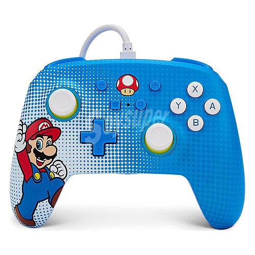 Mando para Nintendo Switch con diseño color azul super mario