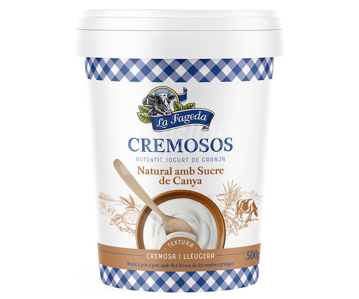 Yogur natural de textura ligera y cremosa con azucar de caña