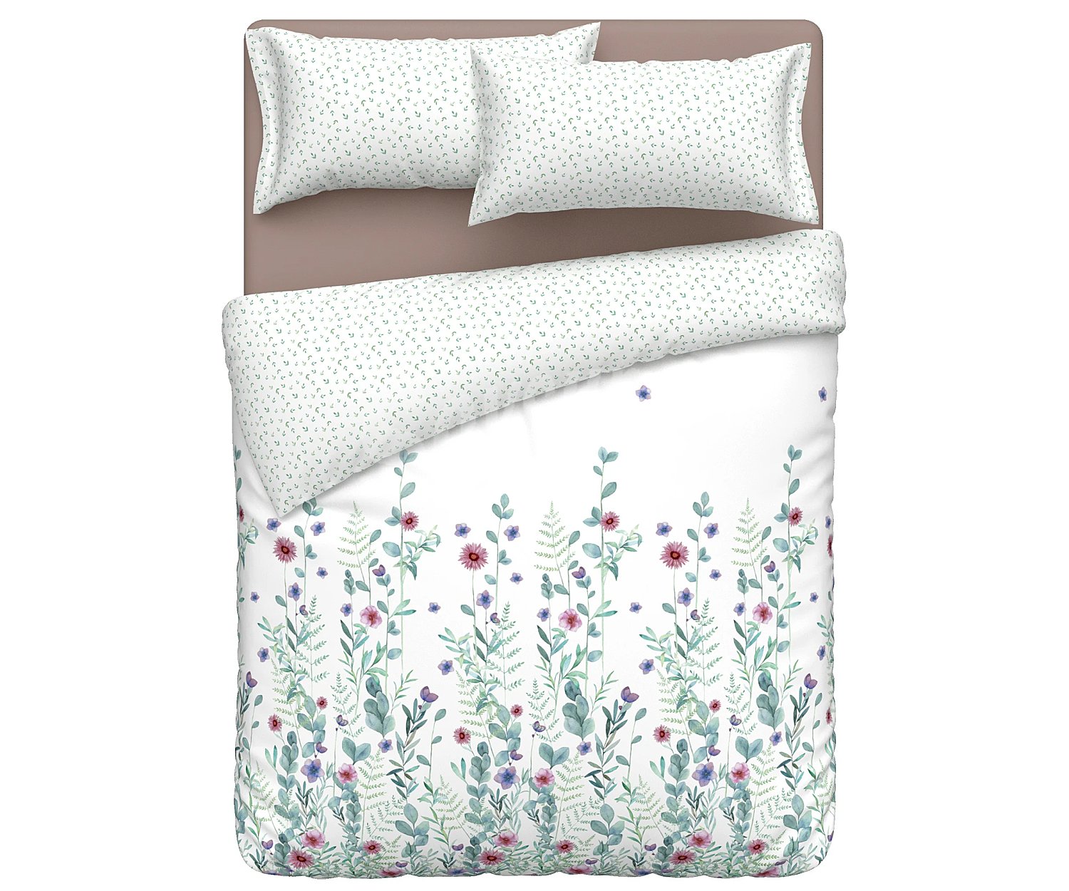 Juego de funda nórdica y funda de almohada cama 90cm., 100% algodón diseño floral, actuel.