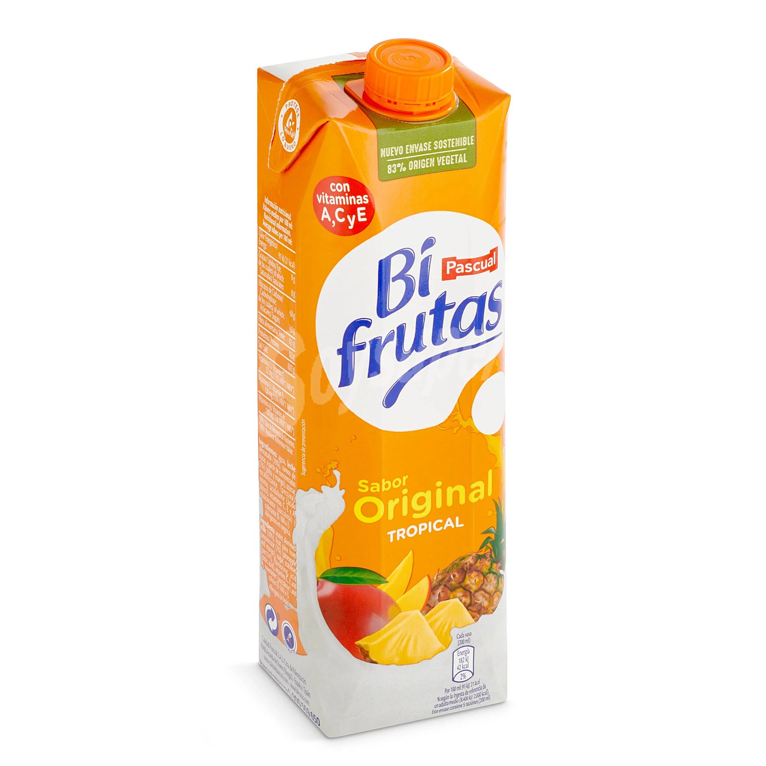 Leche con zumo de frutas tropicales bifrutas de Pascual