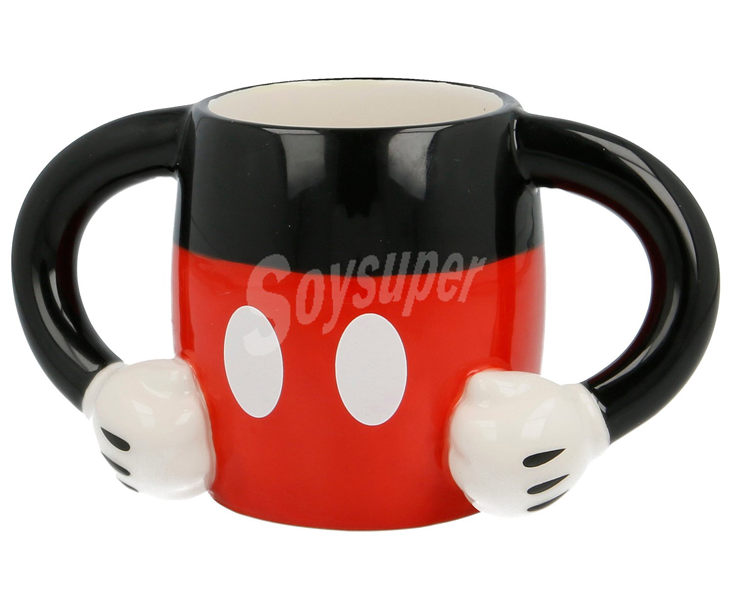 Taza de diseño con la forma del cuerpo de Mickey Mouse de color negro y rojo con capacidad para 0,34 litros, DISNEY.