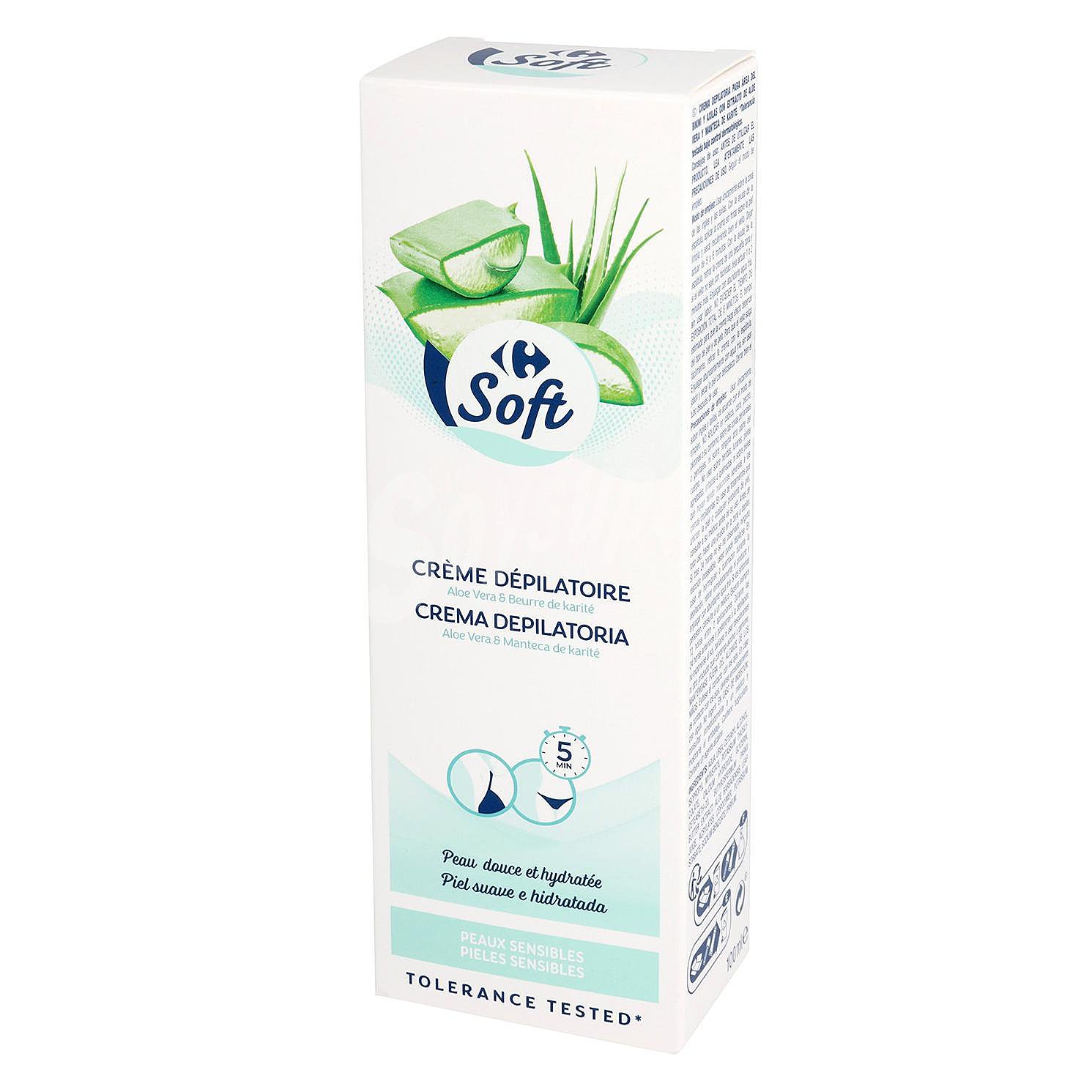 Crema depilatoria aloe vera y manteca de karité pieles sensibles Carrefour Soft