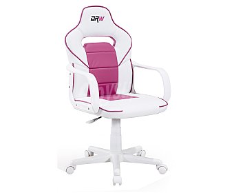 Silla modelo gamer drw giratoria y regulable en altura tapiazado en polipiel de color blanco y fresa. adec