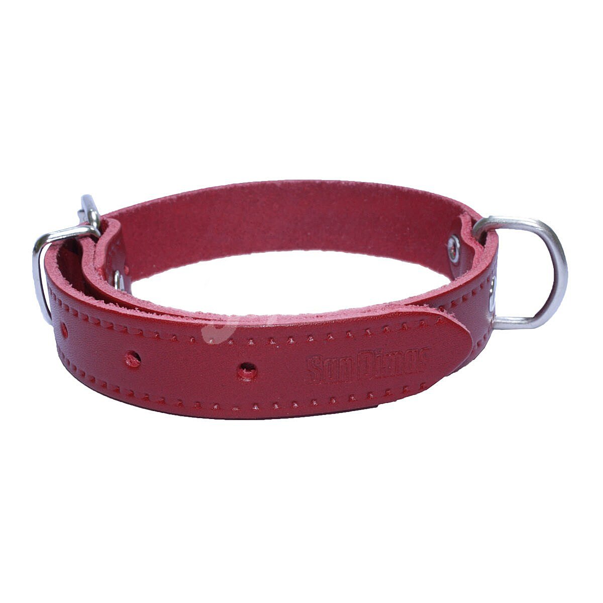 Collar de cuero liso color rojo para perro medida 25x550 mm