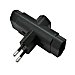 Adaptador 3 tomas bipolar 10a. 2300w negro, eurobric