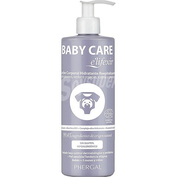 Baby Care leche corporal hidratante reepitelizante hidrata, nutre, protege y reduce la irritación y los picores de la piel del bebé