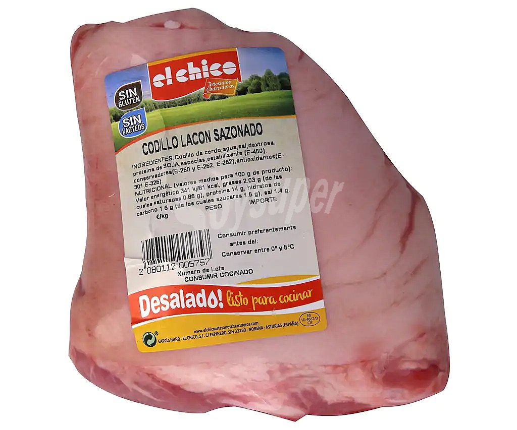 Codillo de lacón sazonado y desalado, listo para cocinar