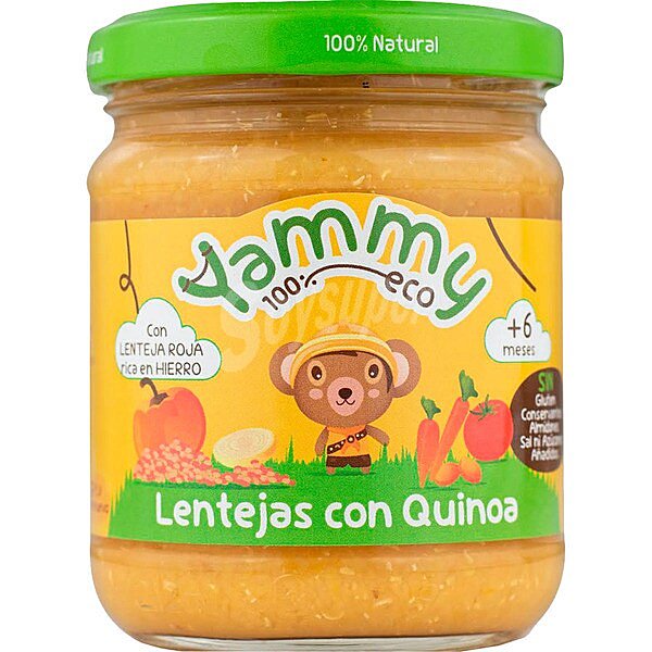 Tarrito de lentejas con quinoa ecológico y sin gluten desde 6 meses