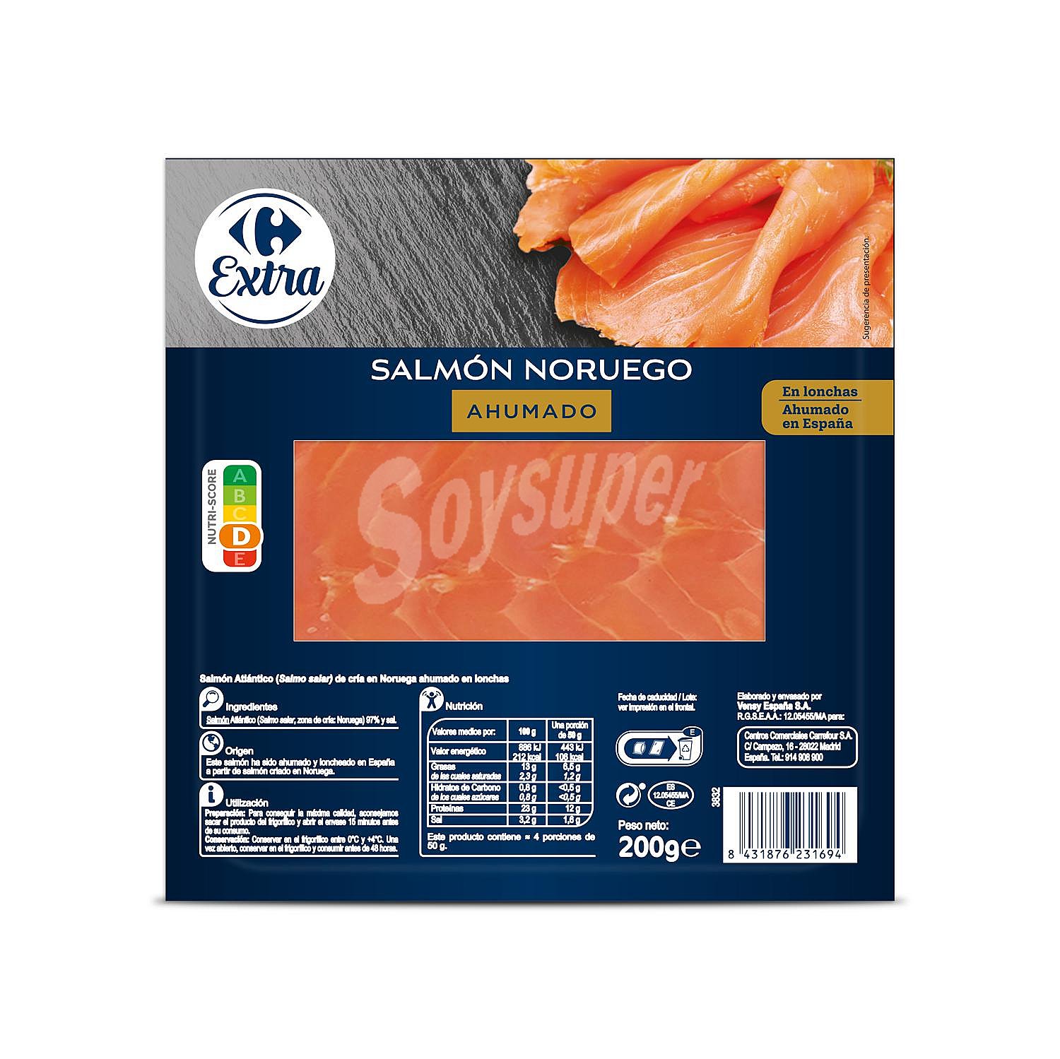 Salmón ahumado noruego Extra Carrefour