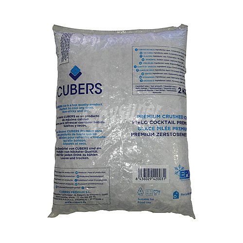 Cubers Bolsa de hielo picado premium (2 veces congelado) cubers