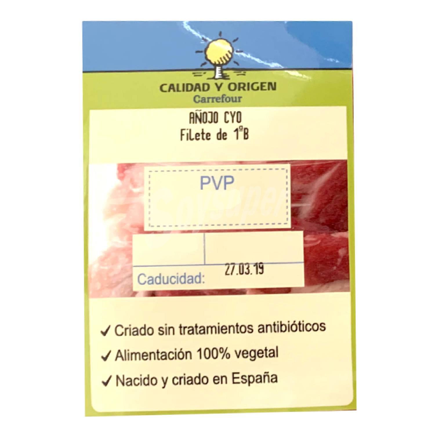 Filete de 1ªB Añojo Calidad y Origen Carrefour