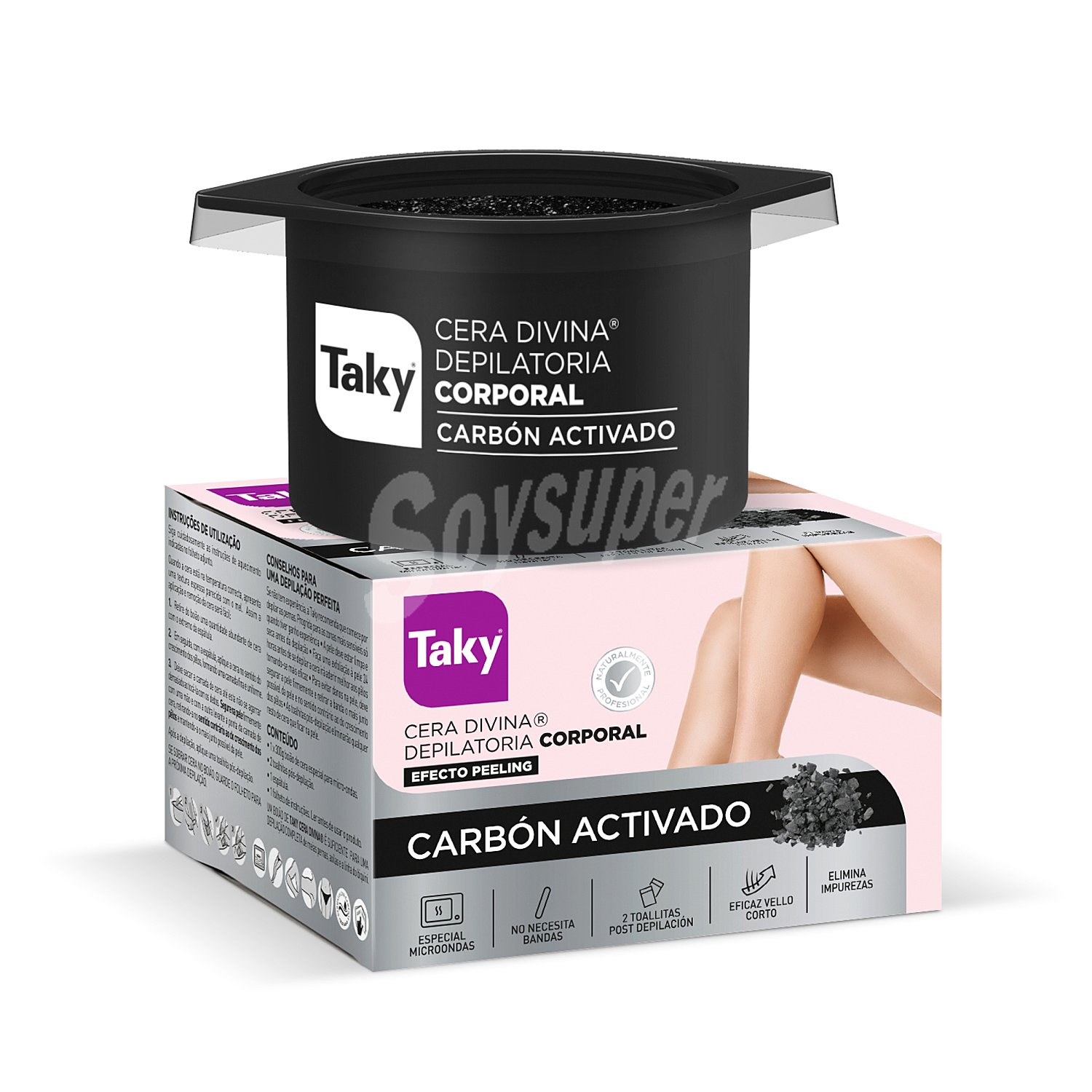 Cera depilatoria corporal con carbón activado tarro 300 gr